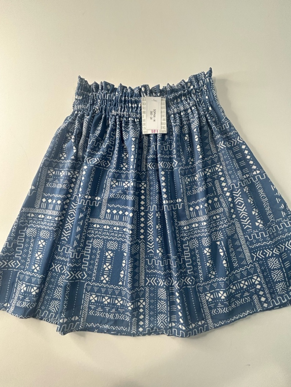 NWT LuLaRoe Medium Sophia Blue Patterned Elastic-Waist Women's Skirt